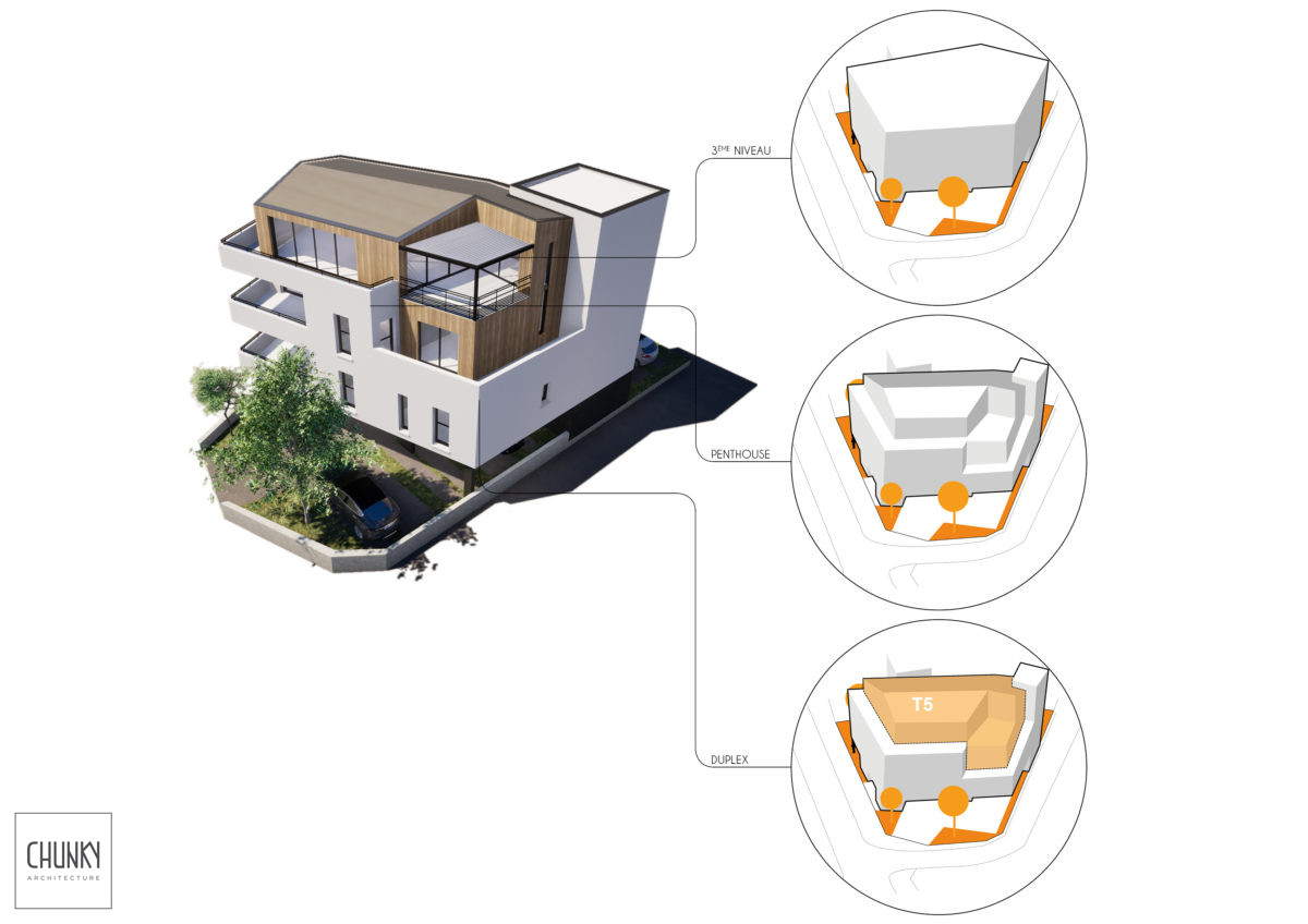 Création d’un immeuble de 4 logements à Anglet Schéma technique Rooftop